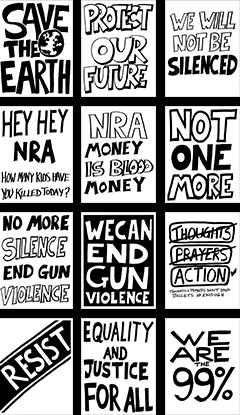 a group of protest posters: click to go to download site